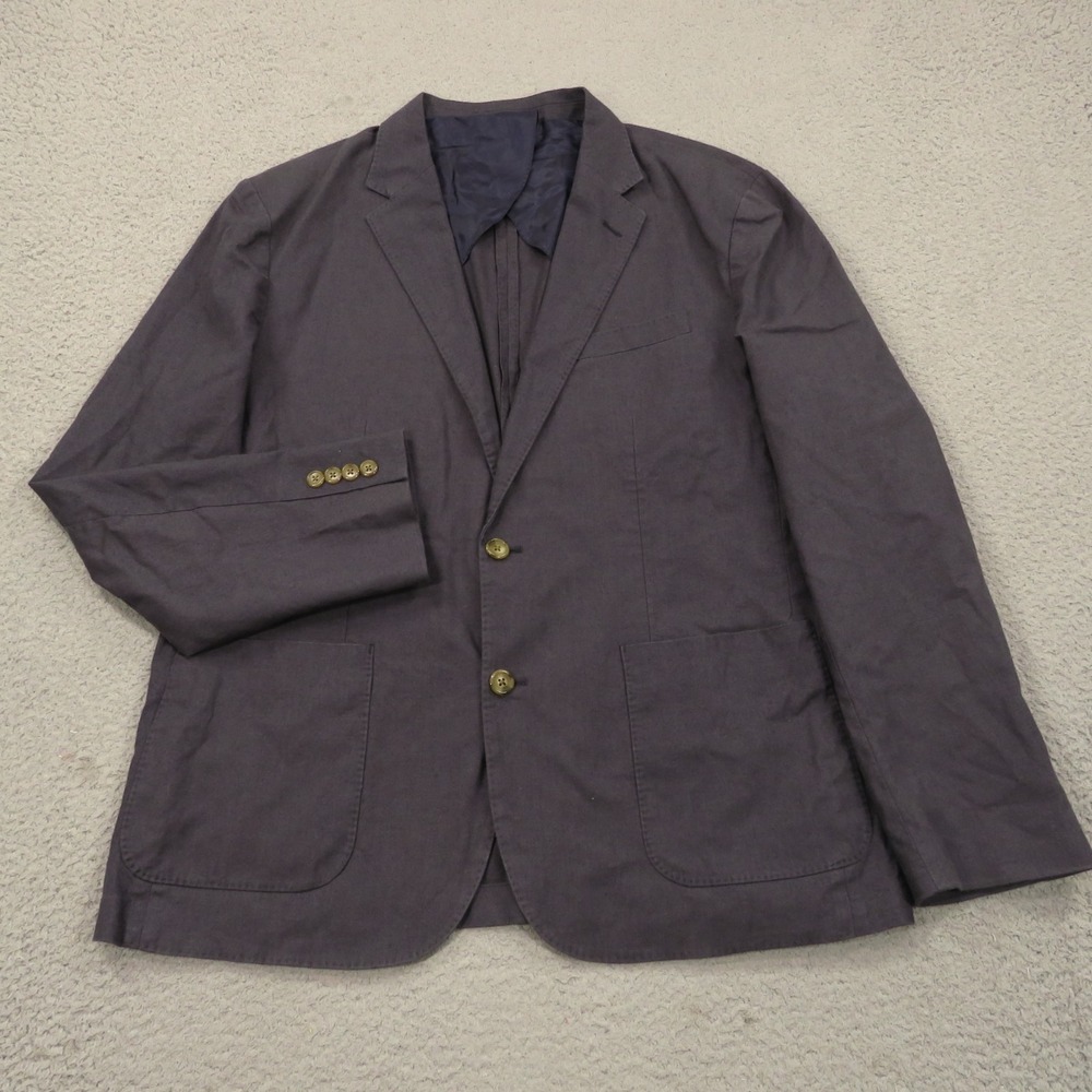 J Crew Jacket Mens XL Hemp Cotton Unstructured Blazer 44R Suit Coat Indigo Blue